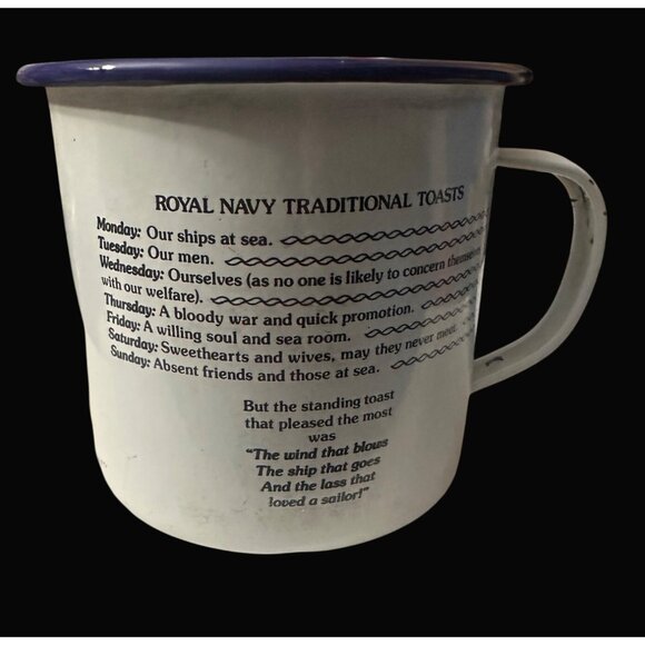 British Navy Pussers Rum Enamelware Mug With Handle 1.75L Hand Decorated Tortola - Picture 9 of 10